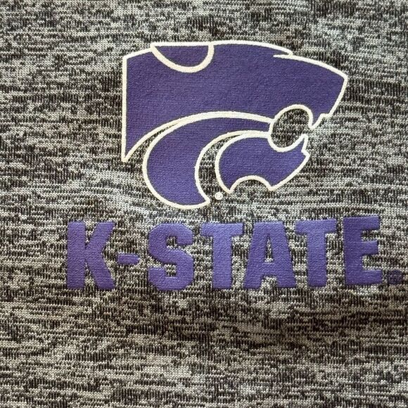K State Athletic Popover 1/4 Zip Mock Polo Gray Logo Top Sz Large - Picture 4 of 7